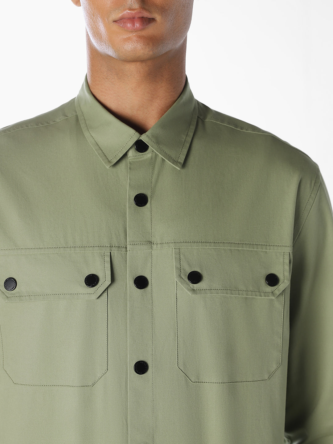 Green Cotton Twill Shirt