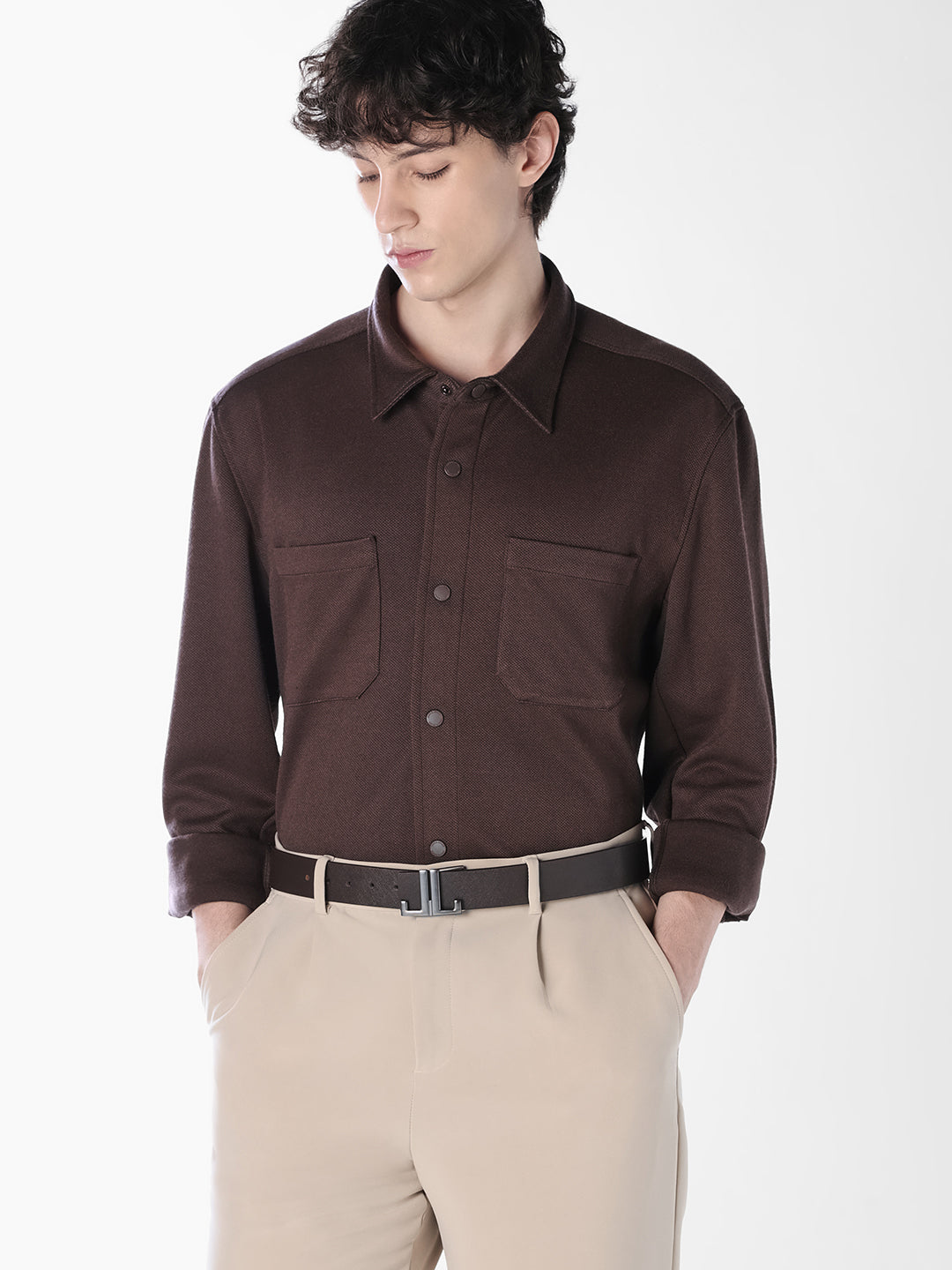 Dark Brown Cotton Shirt