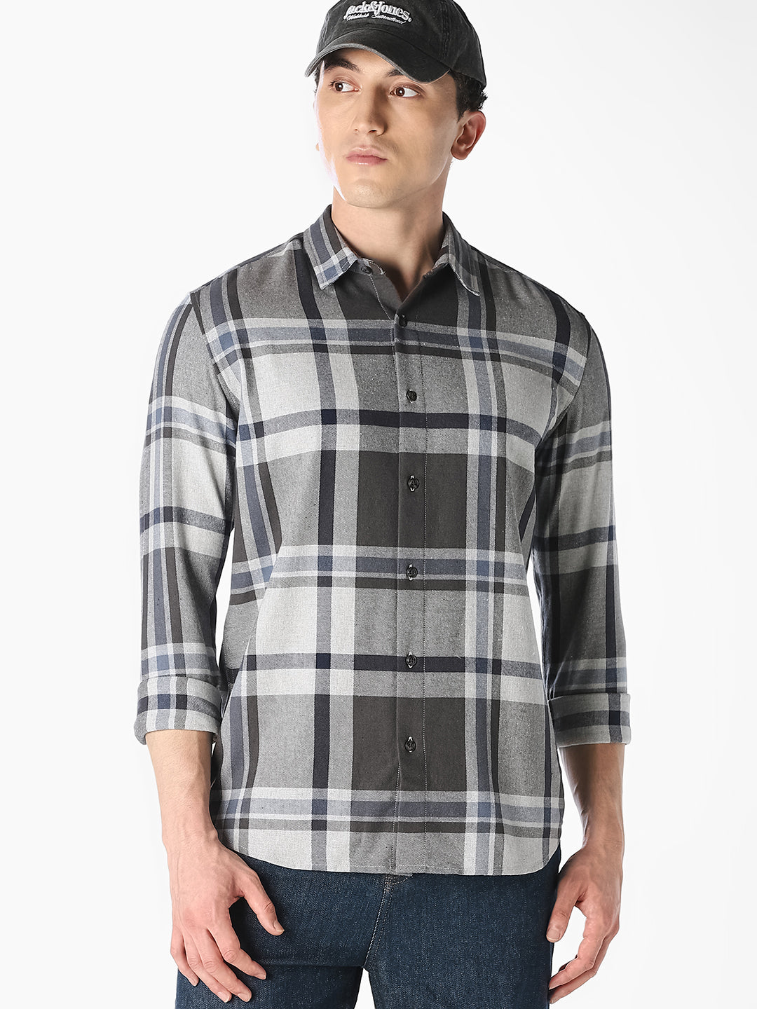 Grey Check Cotton Shirt