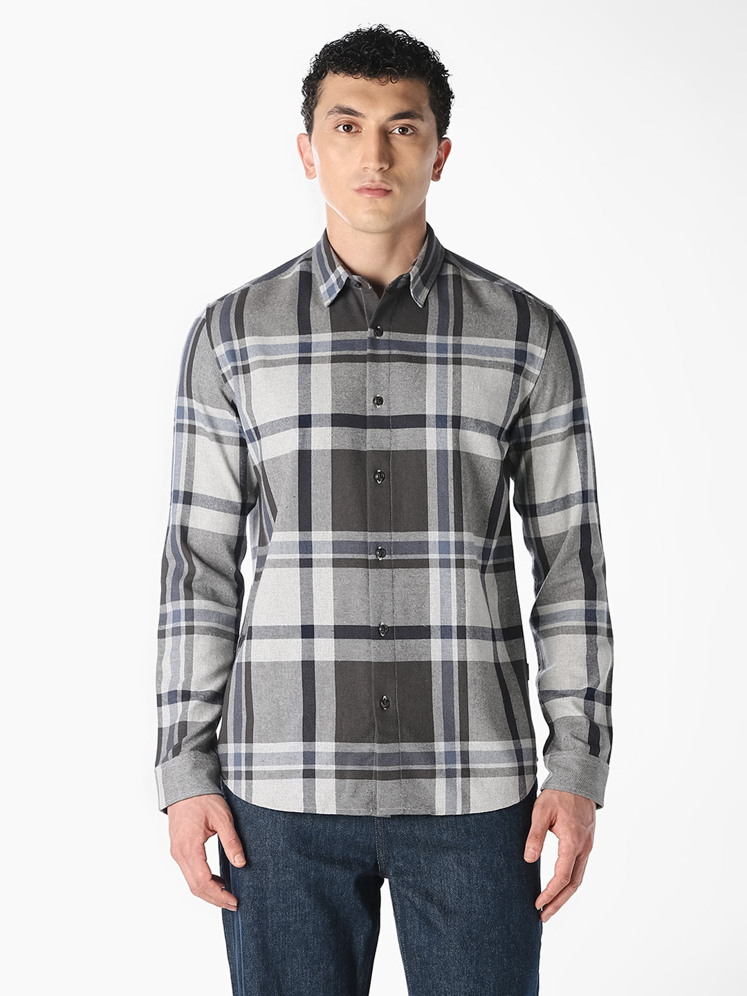 Grey Check Cotton Shirt