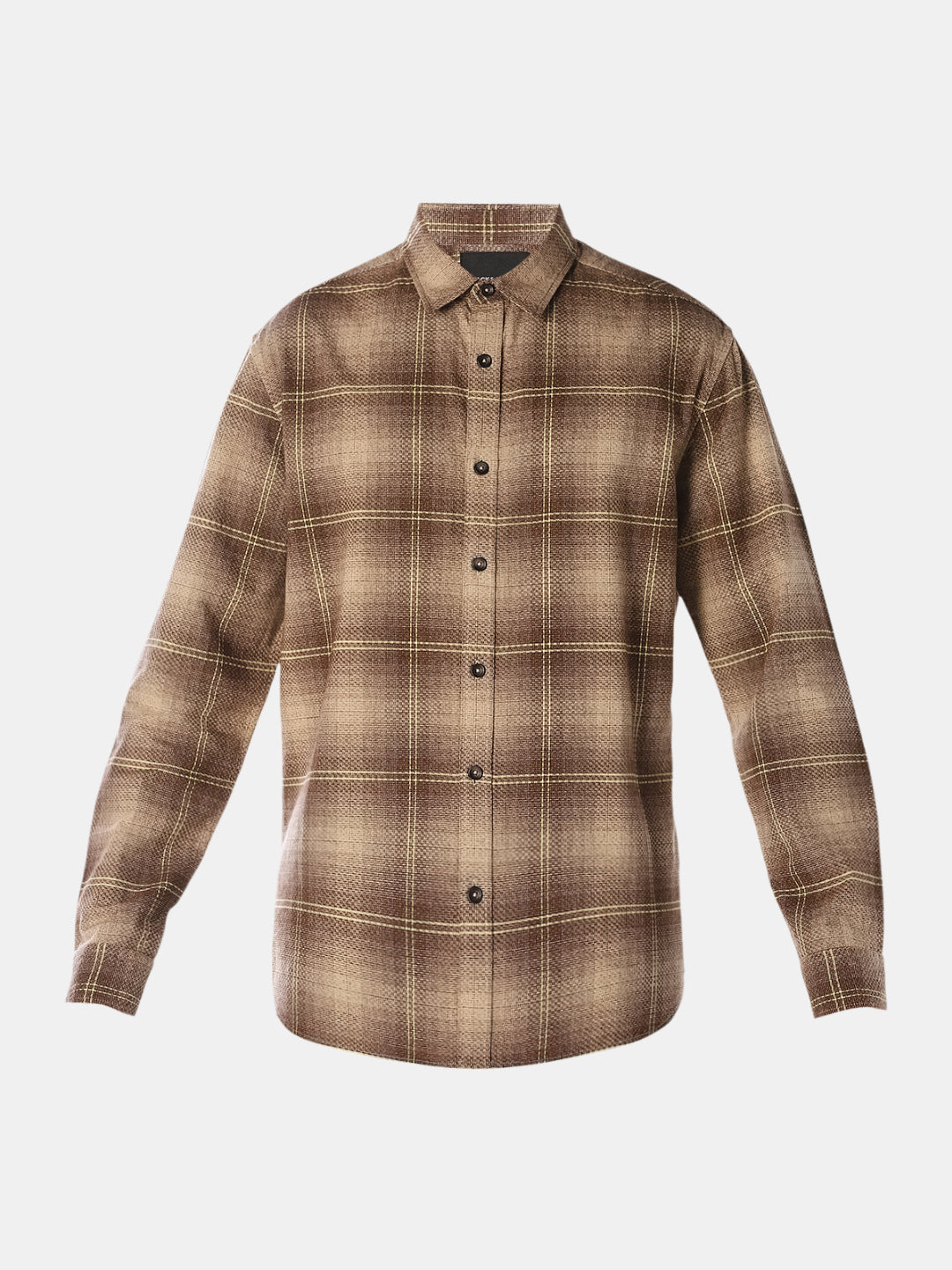 Brown Check Cotton Shirt