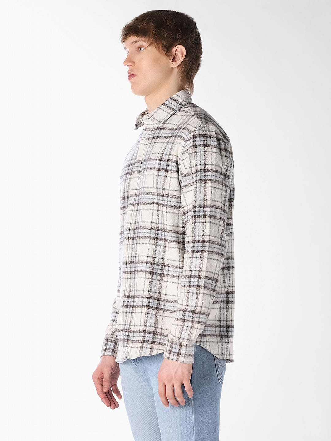 White Plaid Cotton Shirt