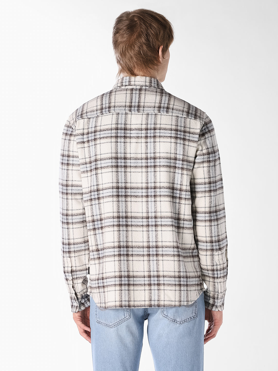 White Plaid Cotton Shirt