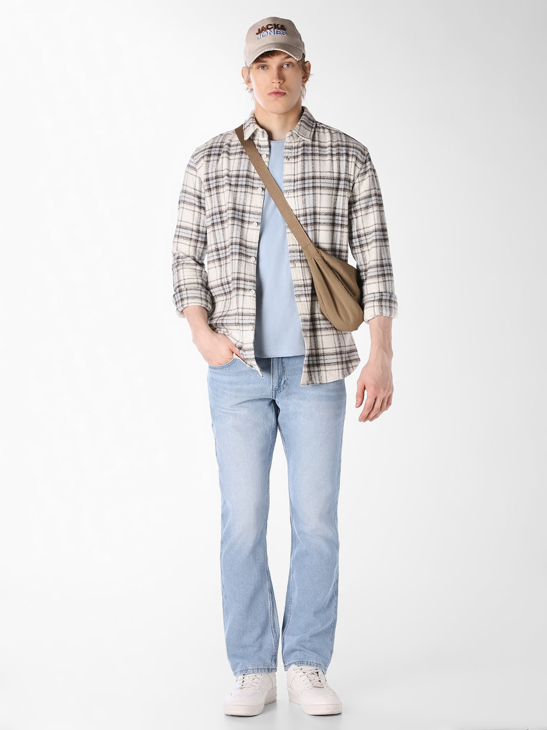 White Plaid Cotton Shirt