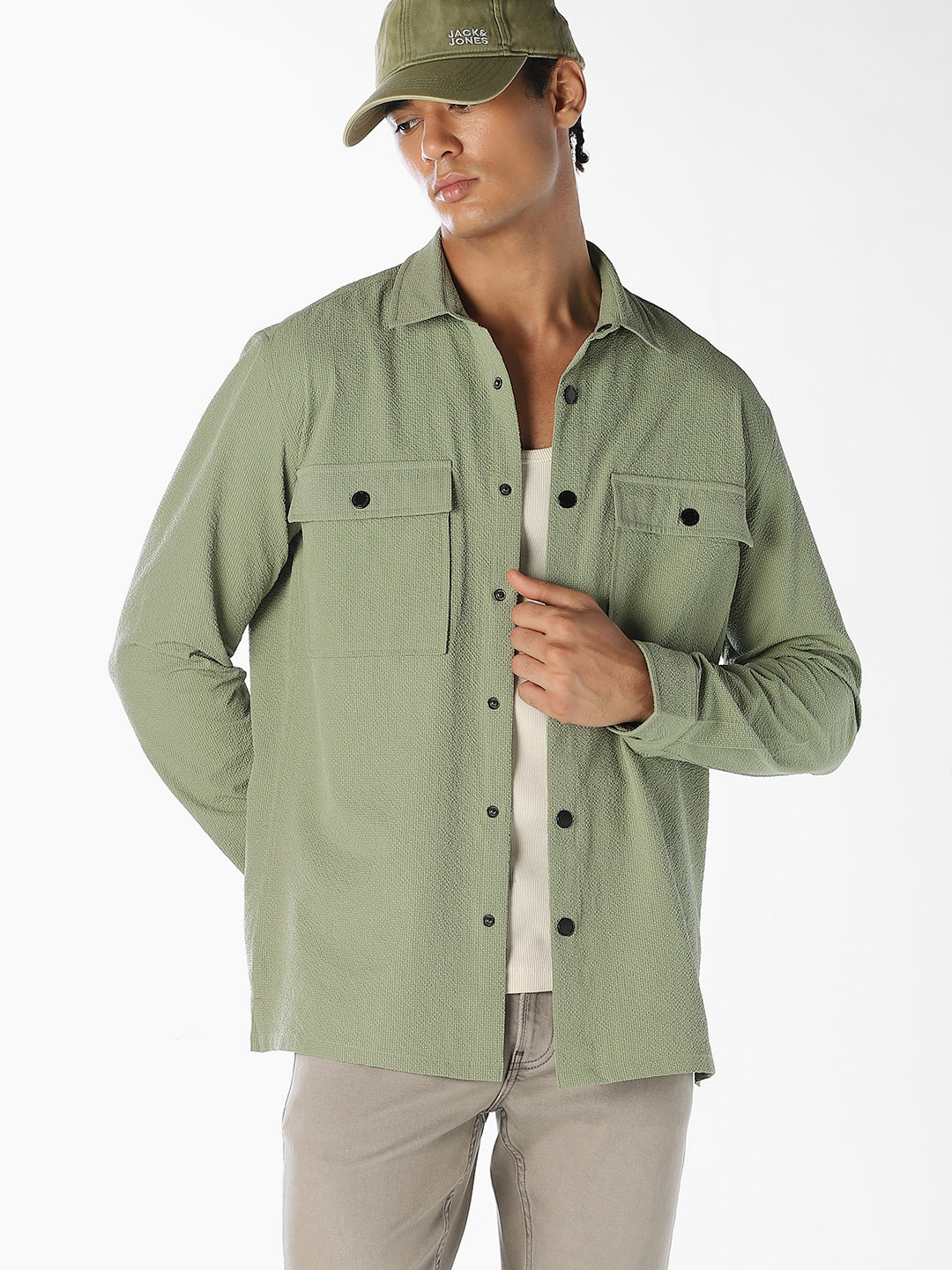 Textured Cotton Shirt - S