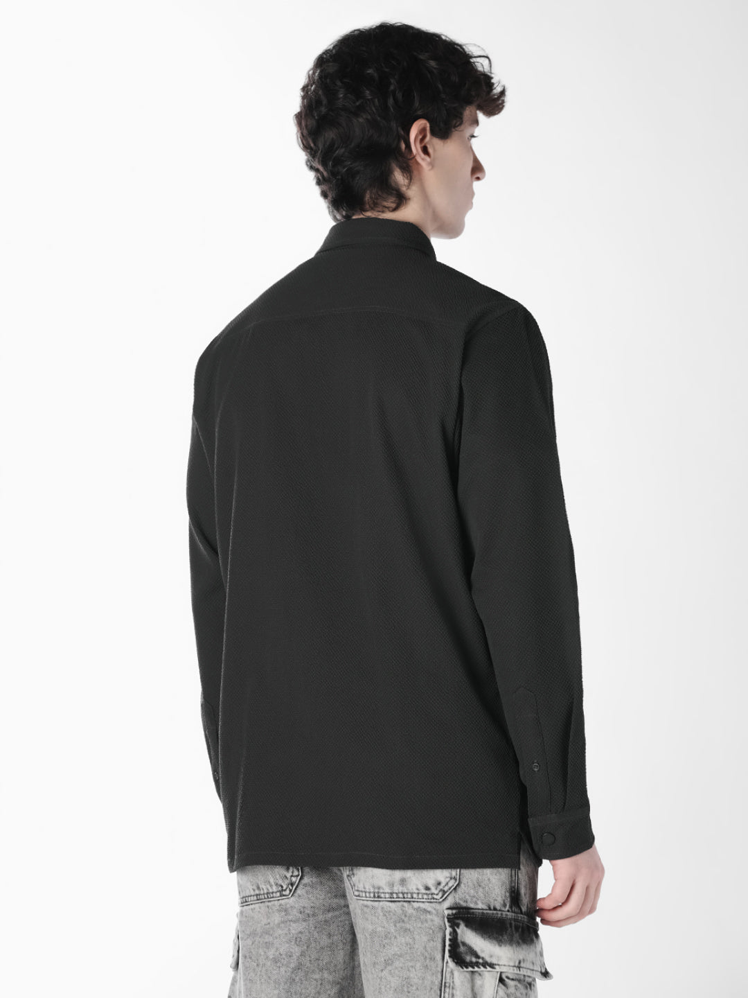 Black Utility Flap Pocket Shirt