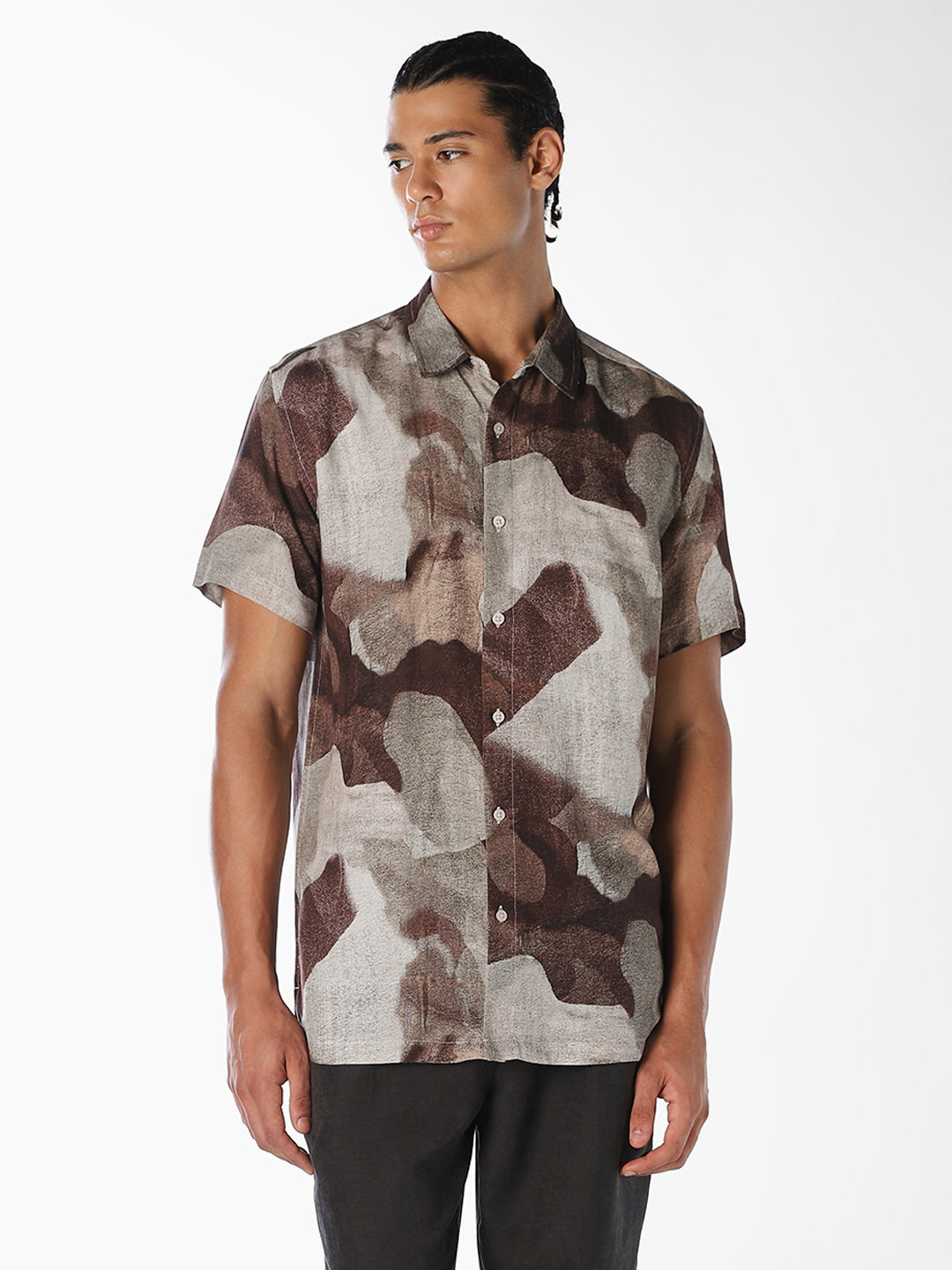 Abstract Print Cotton Shirt