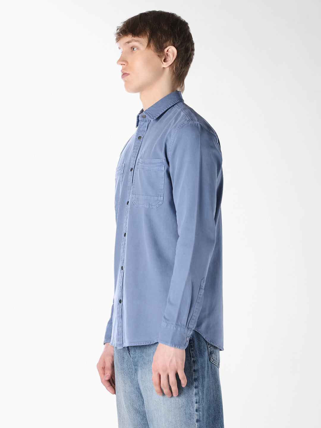 Blue Cotton Full Sleeves Shirt