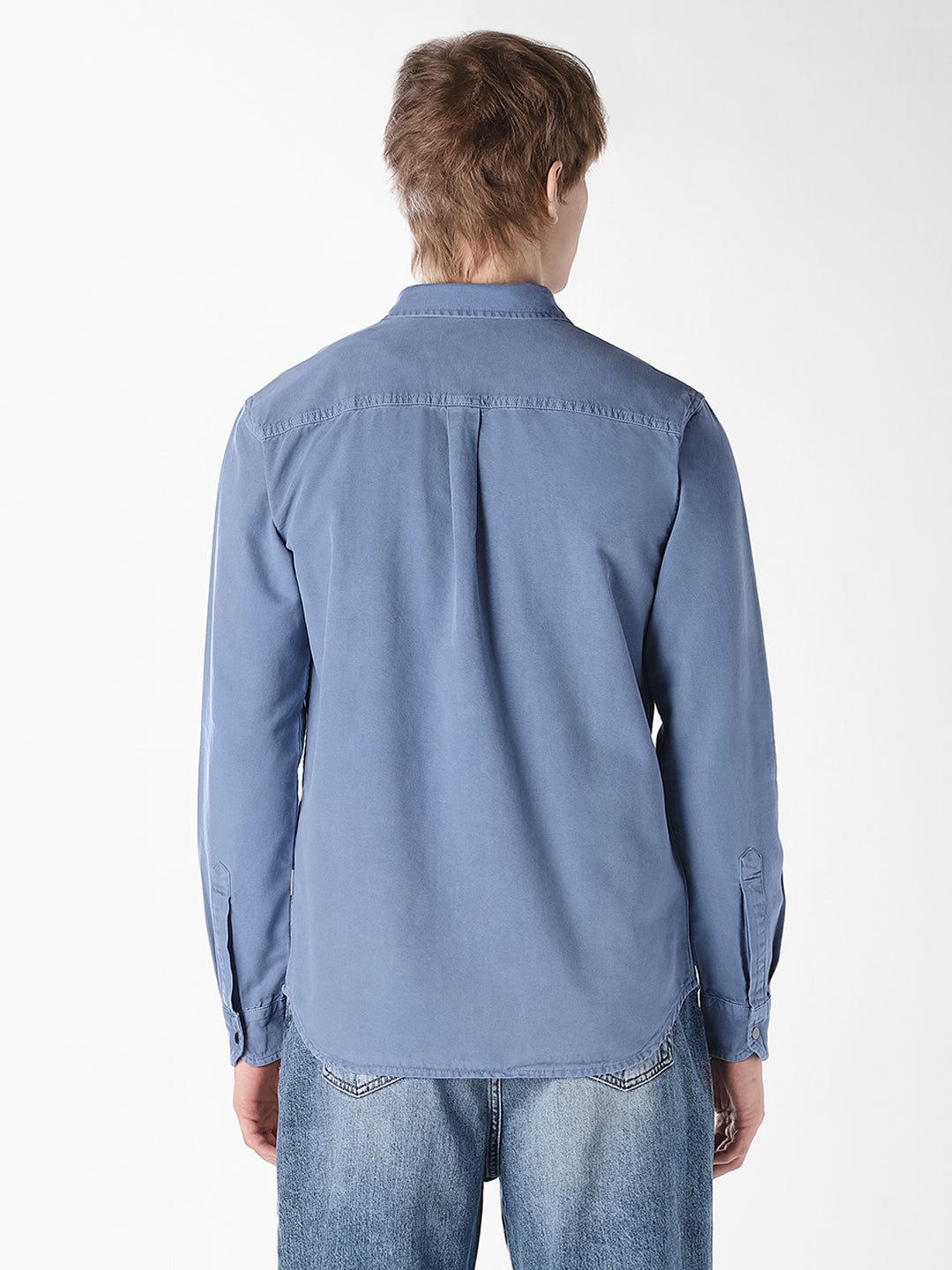 Blue Cotton Full Sleeves Shirt