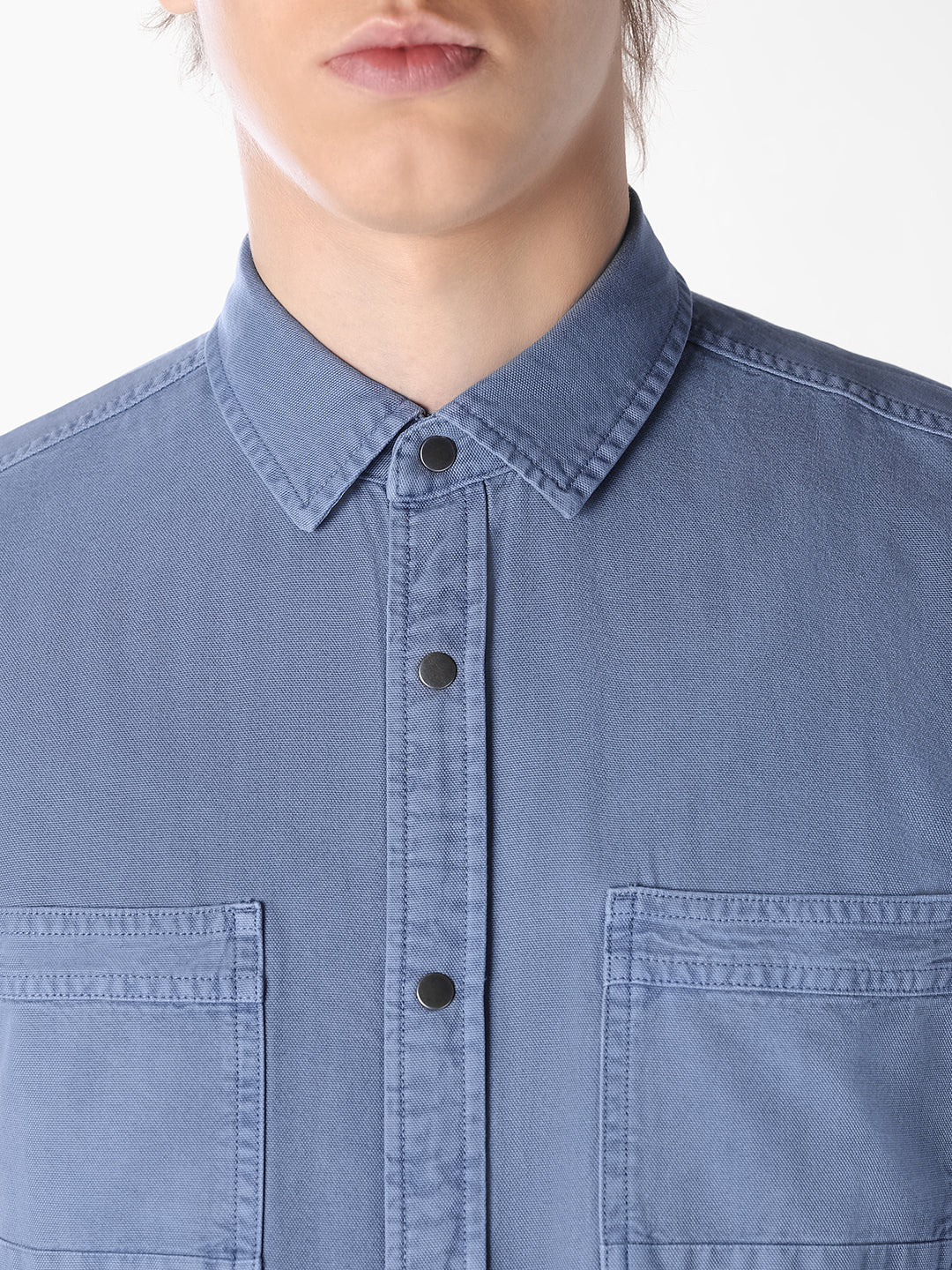 Blue Cotton Full Sleeves Shirt