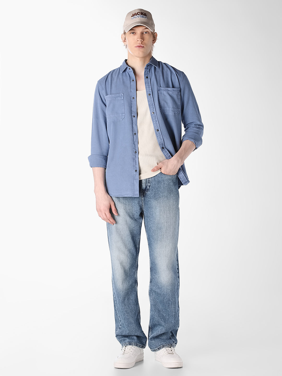 Blue Cotton Full Sleeves Shirt