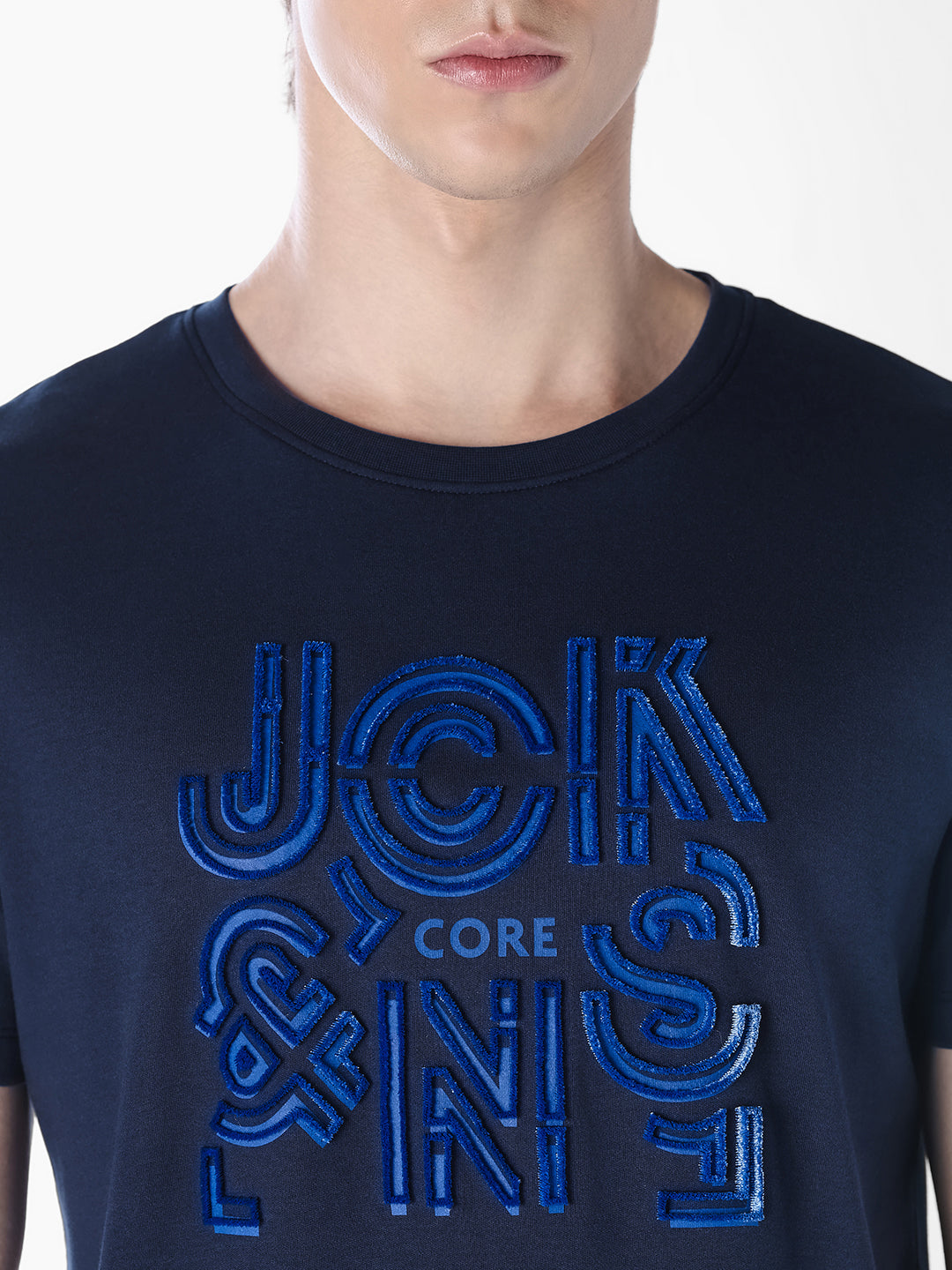 Blue Logo Print Cotton T-shirt