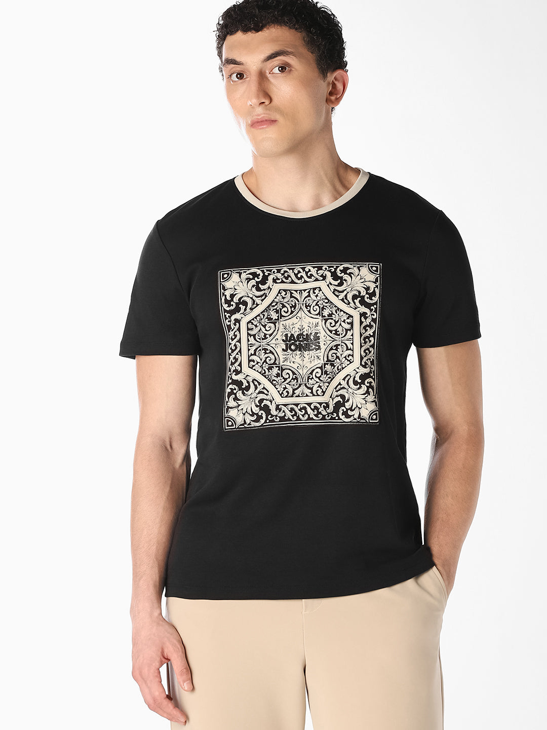 Black Graphic Print T-Shirt - S