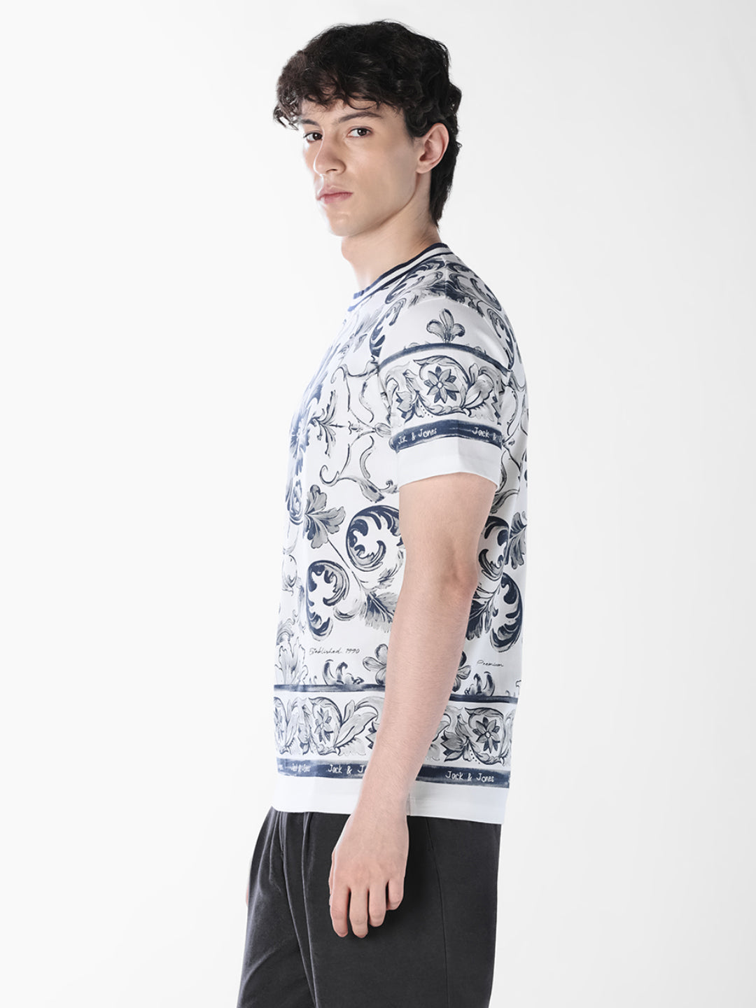 White Printed Crew Neck T-shirt