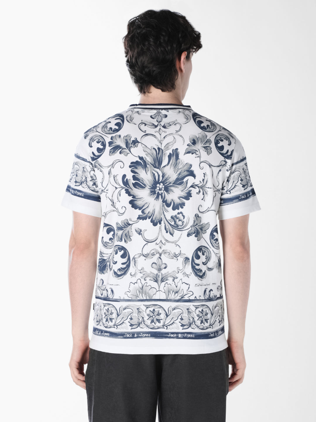 White Printed Crew Neck T-shirt