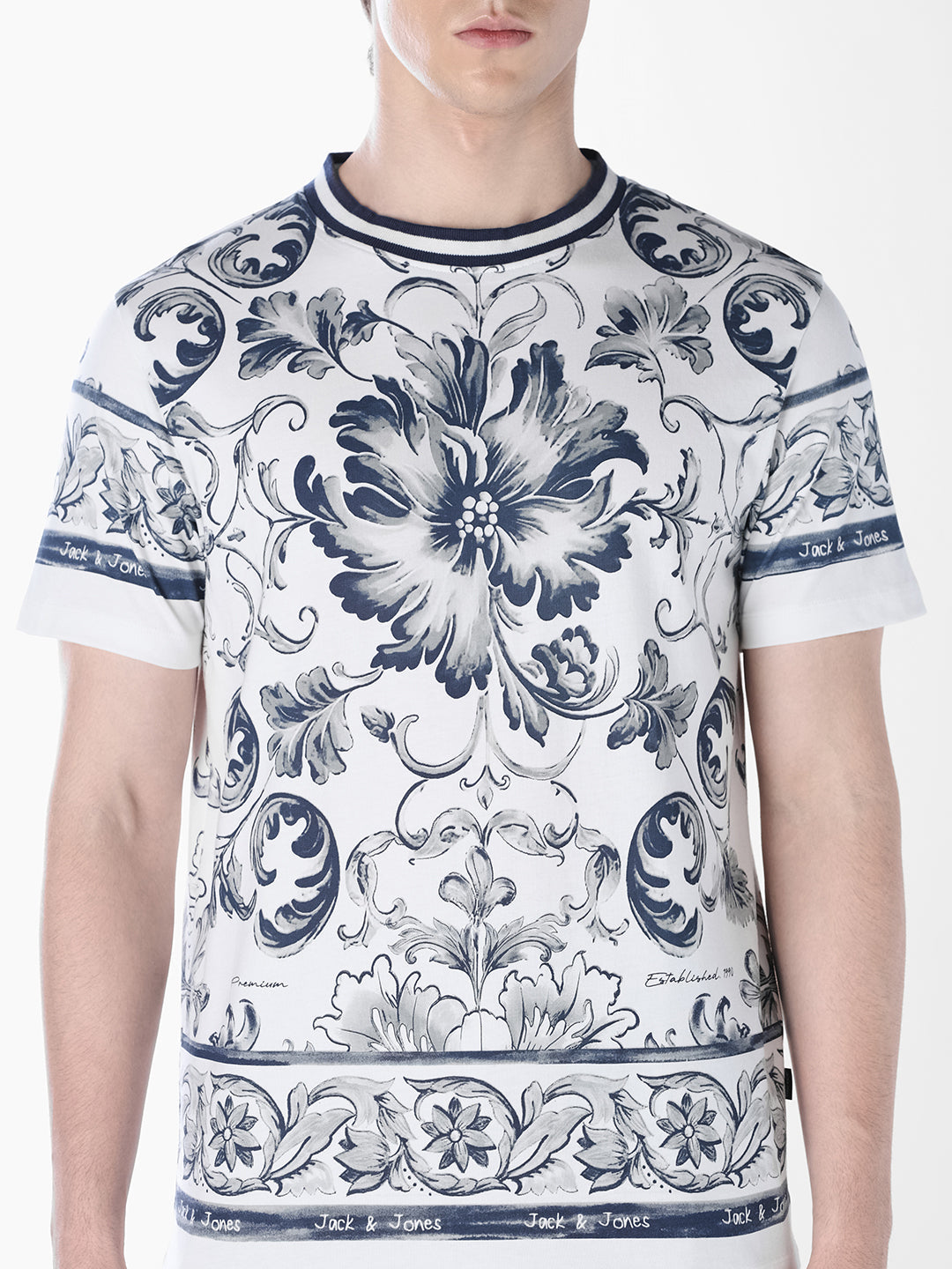 White Printed Crew Neck T-shirt