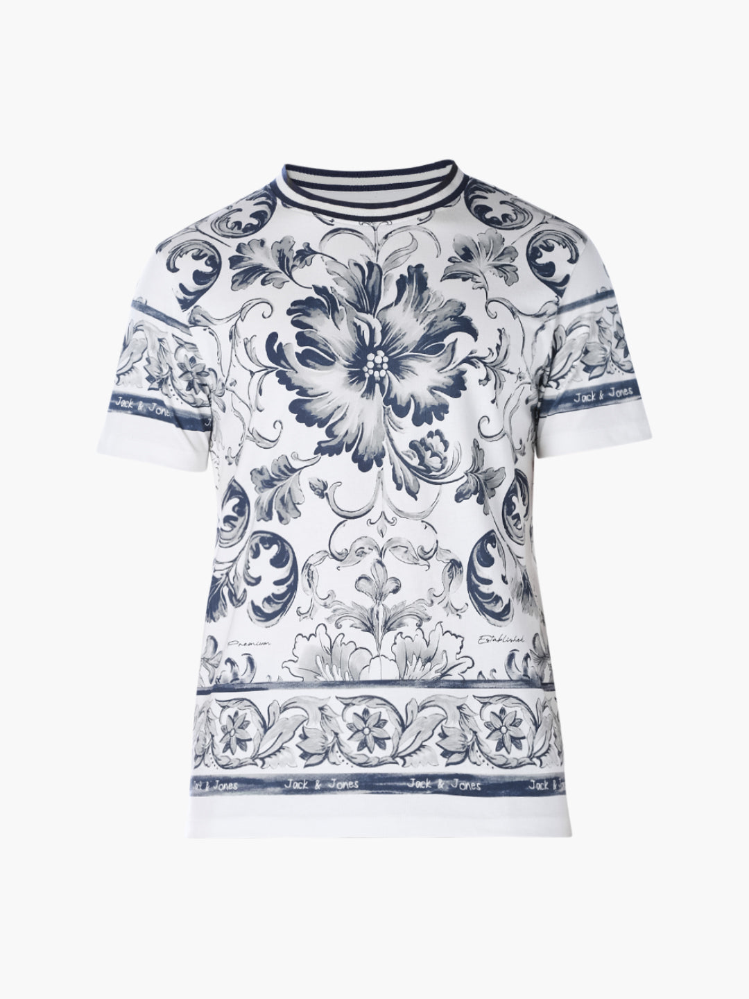 White Printed Crew Neck T-shirt