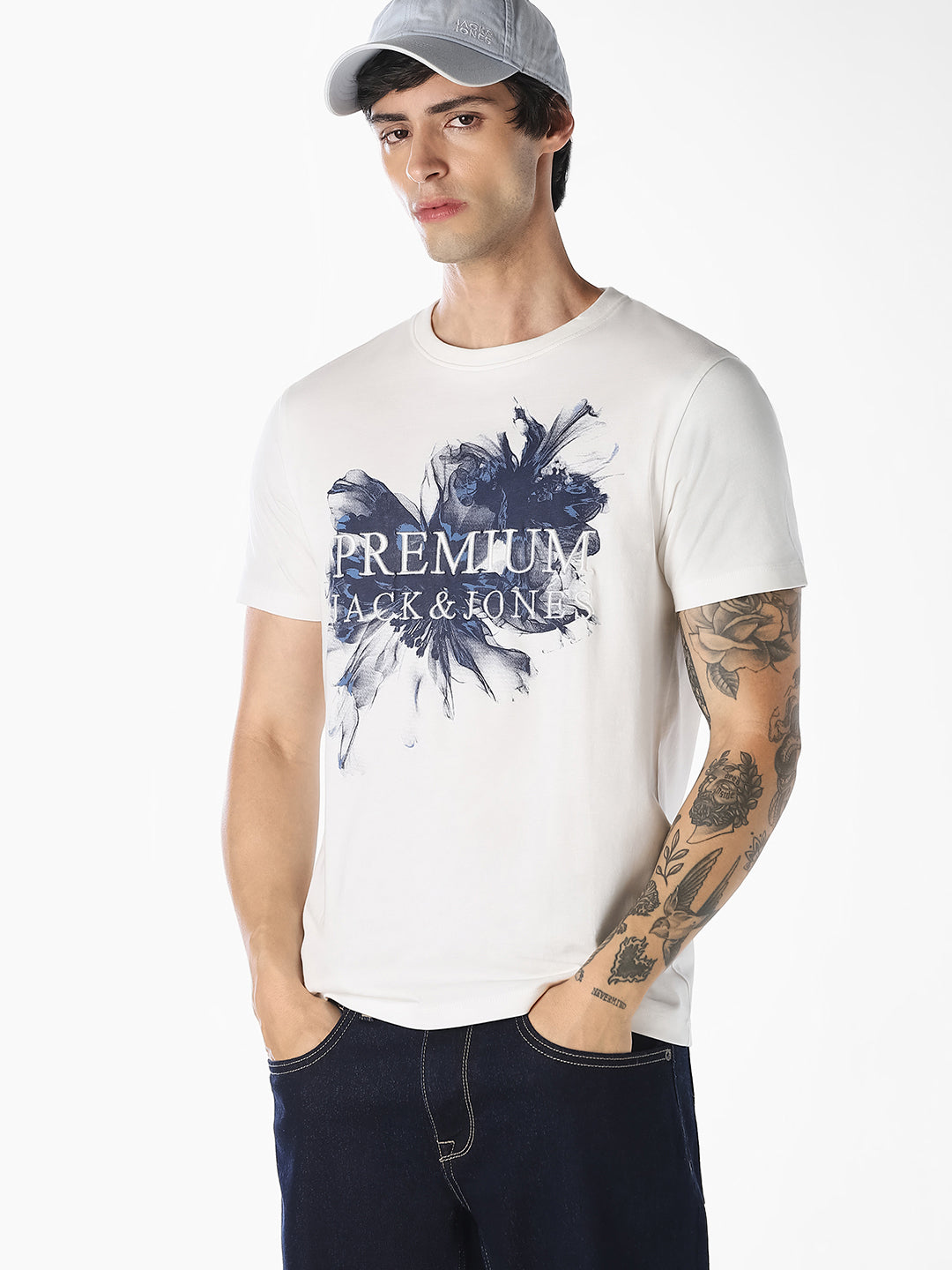 White Floral Graphic T-Shirt