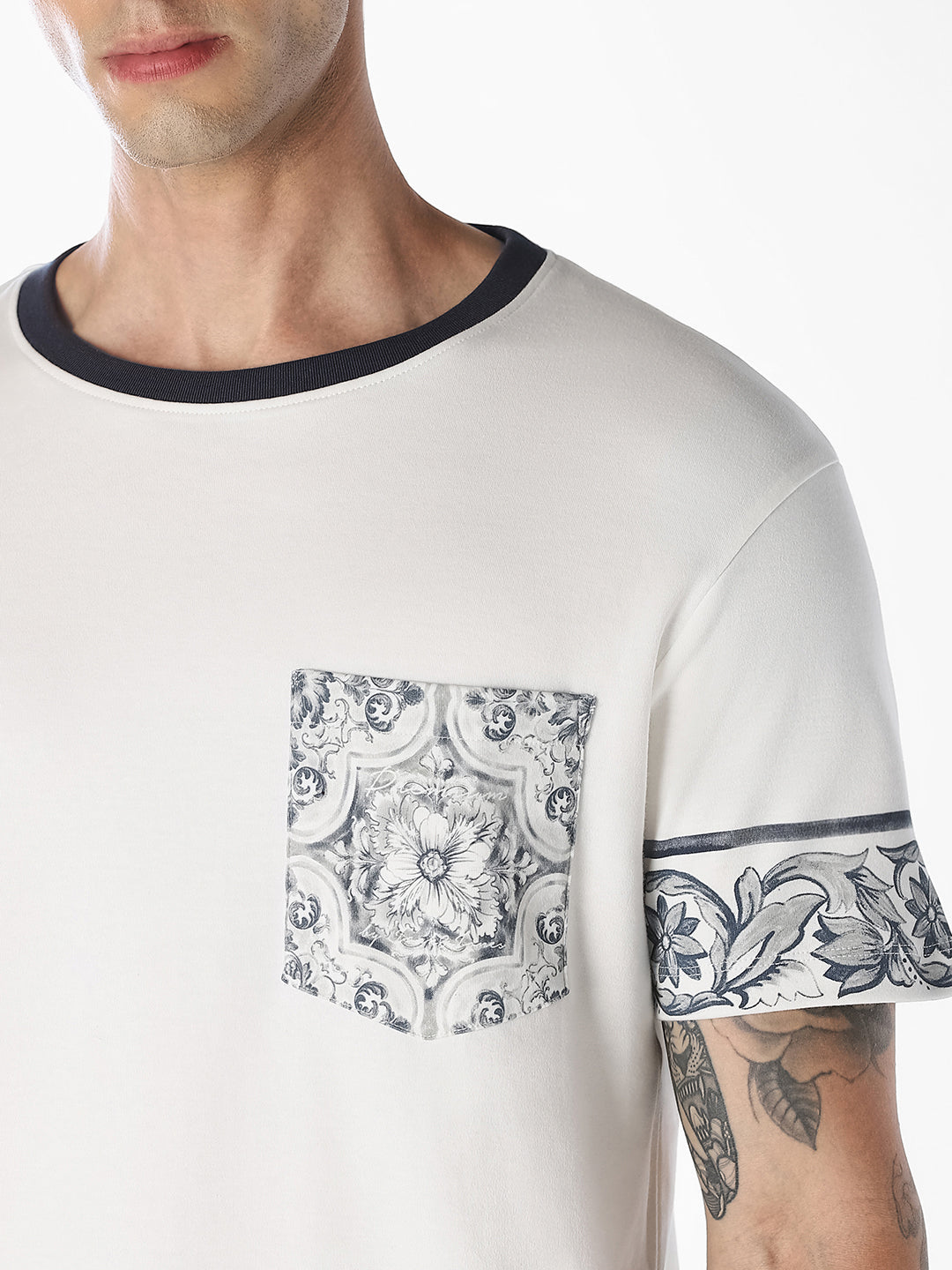 White Printed Pocket T-Shirt