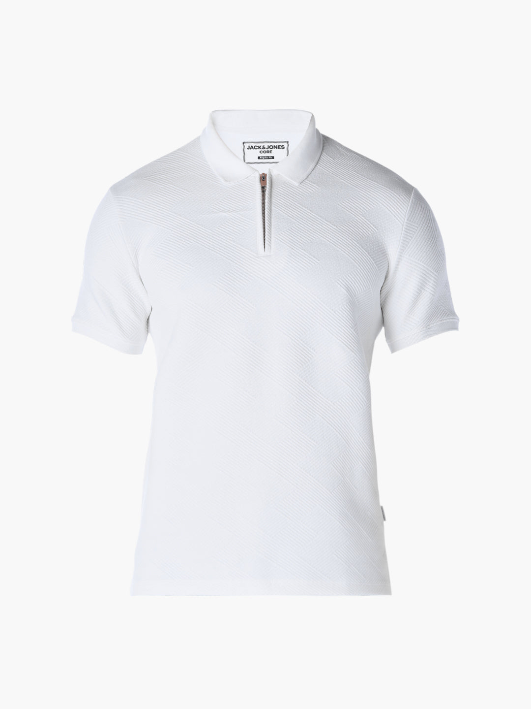 White Jacquard Regular Fit polos
