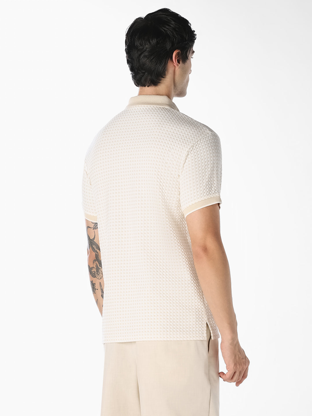 Textured Zip Polo