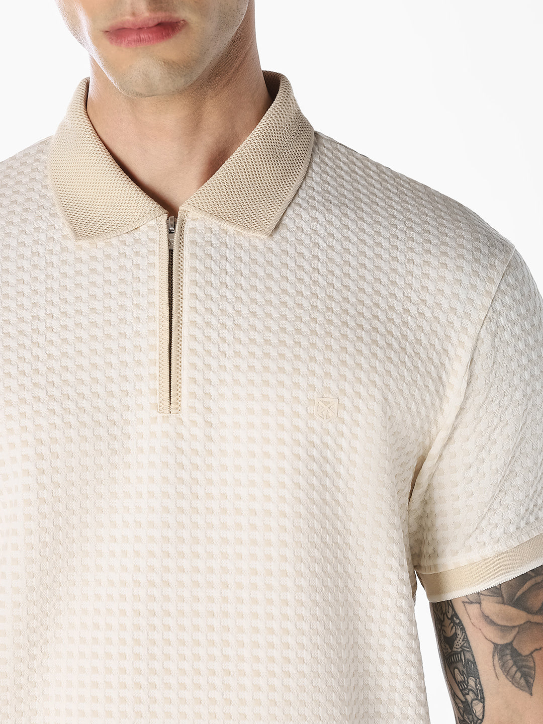 Textured Zip Polo