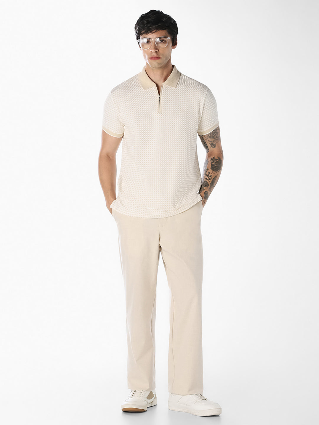 Textured Zip Polo