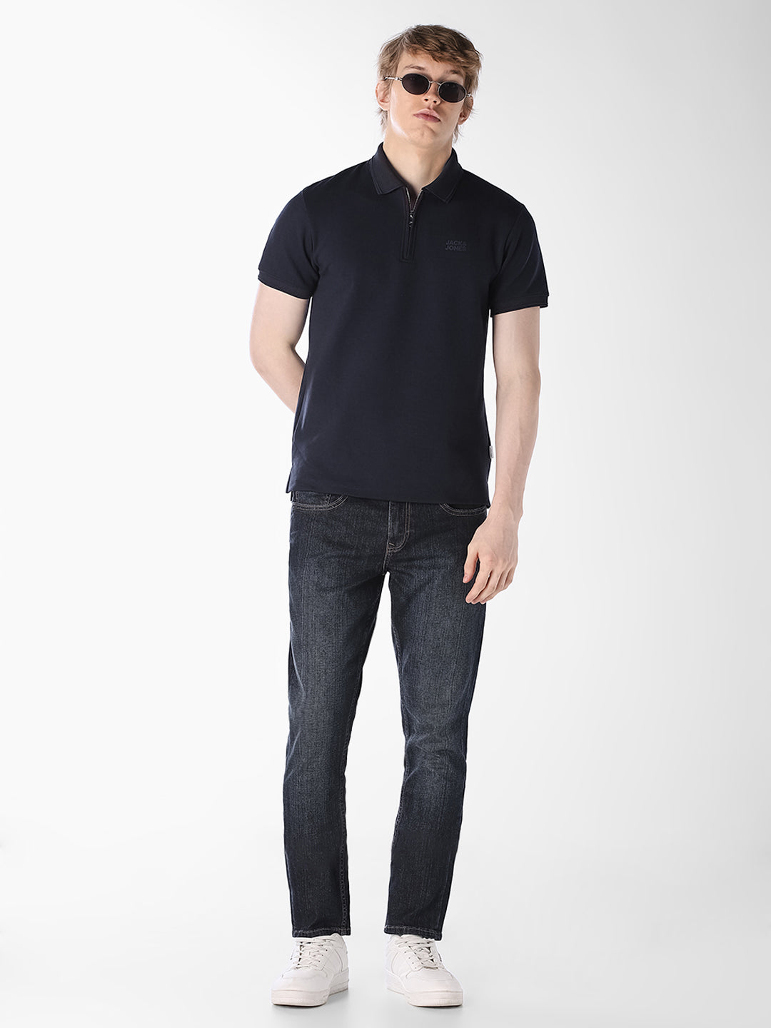 Dark Blue Knitted Polo