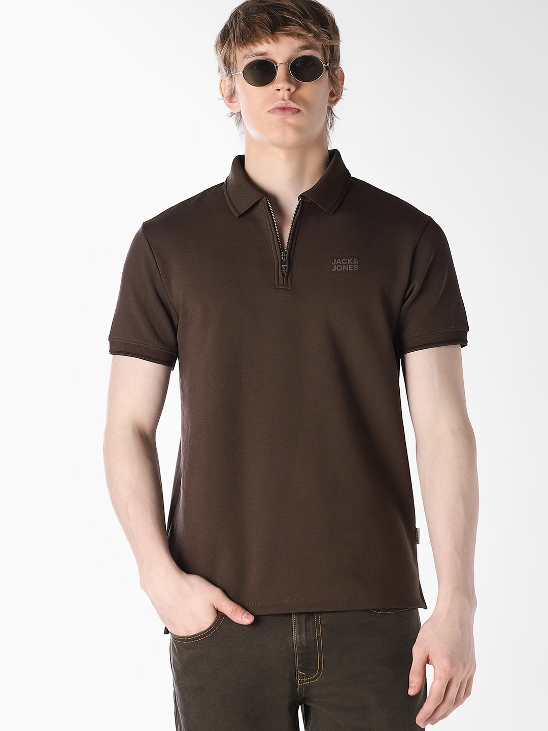 Dark Brown Knitted Polo