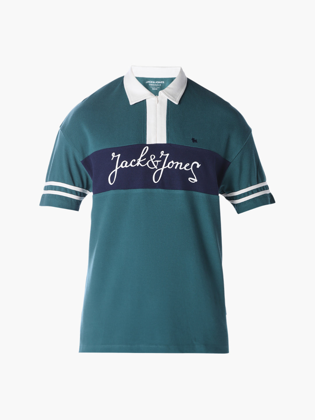 Green colour blocked Oversized Fit polos