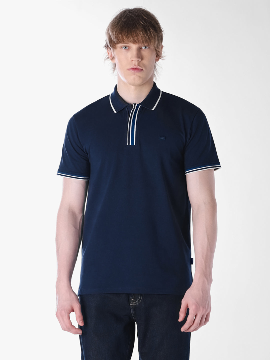Blue striped Regular Fit polo