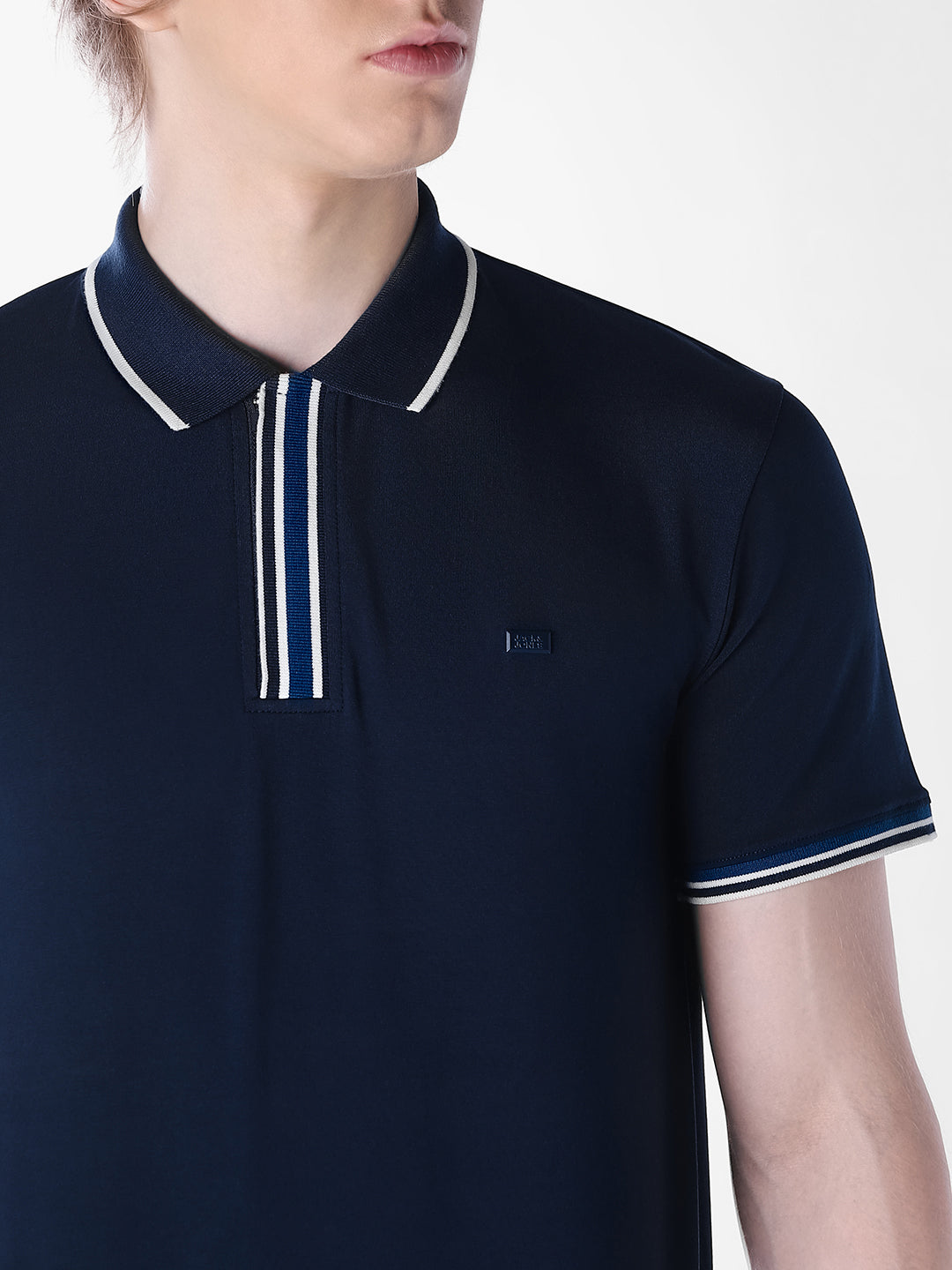 Blue striped Regular Fit polo