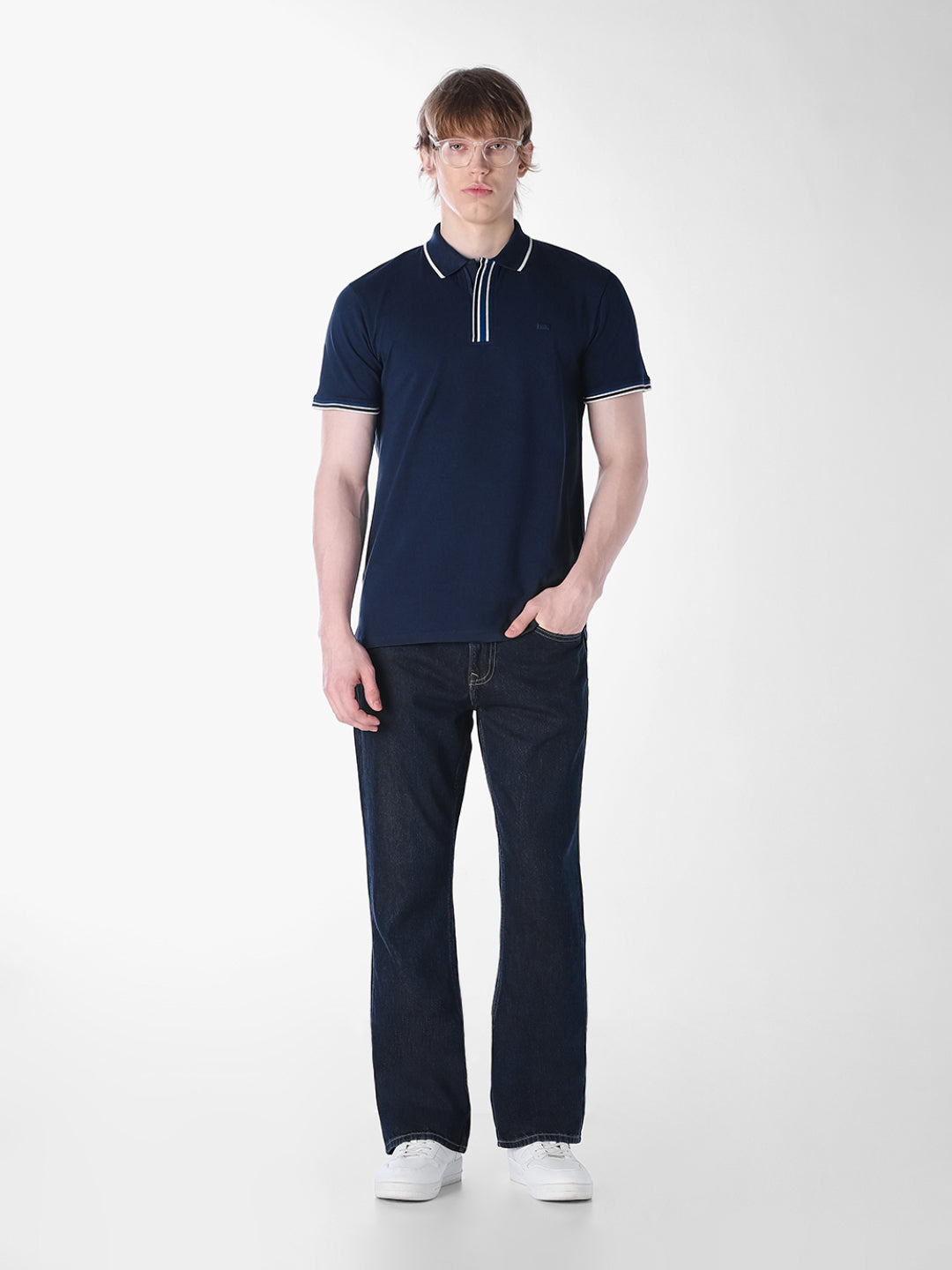 Blue striped Regular Fit polo