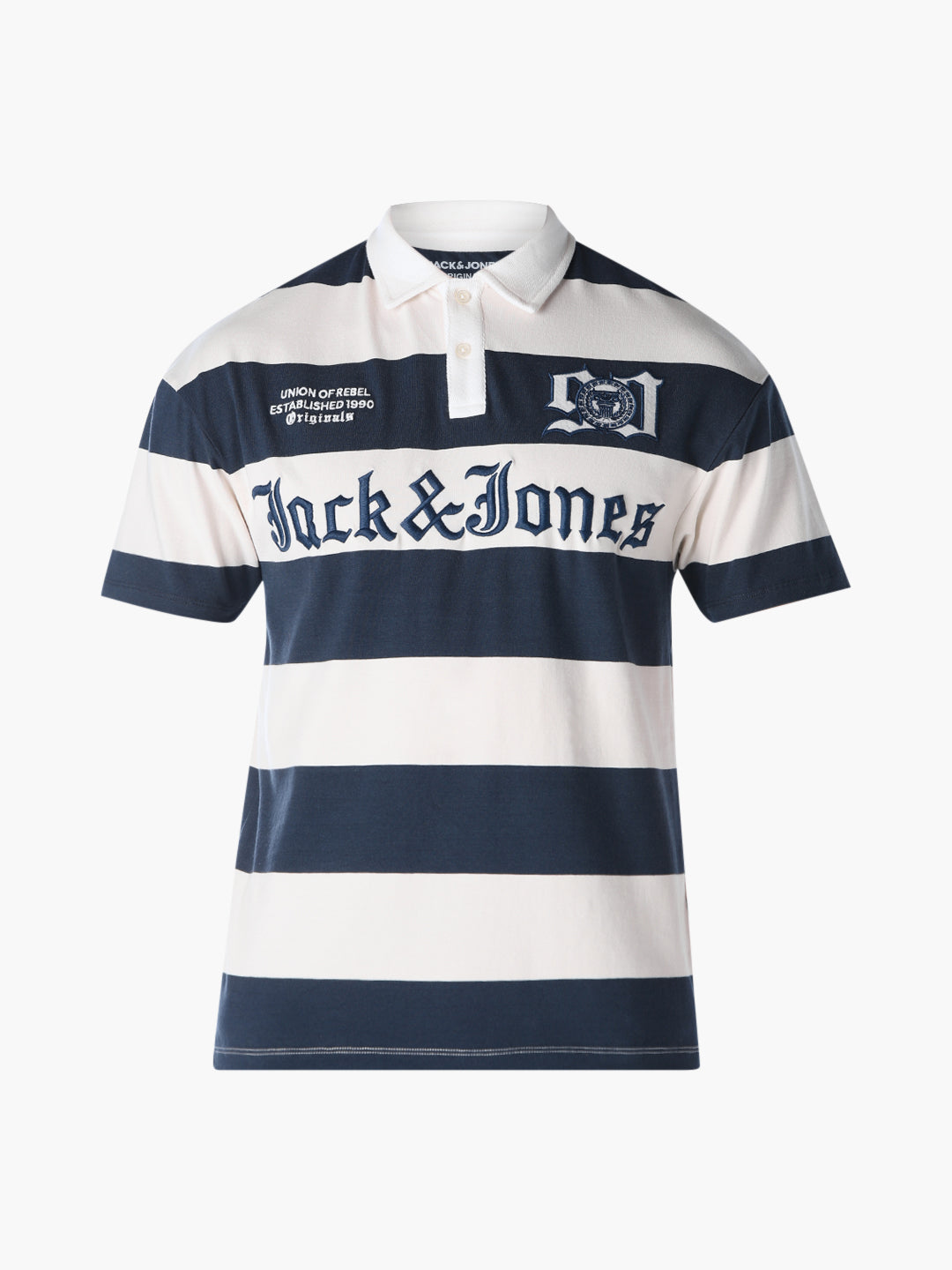 White horizontal stripes Oversized Fit polos