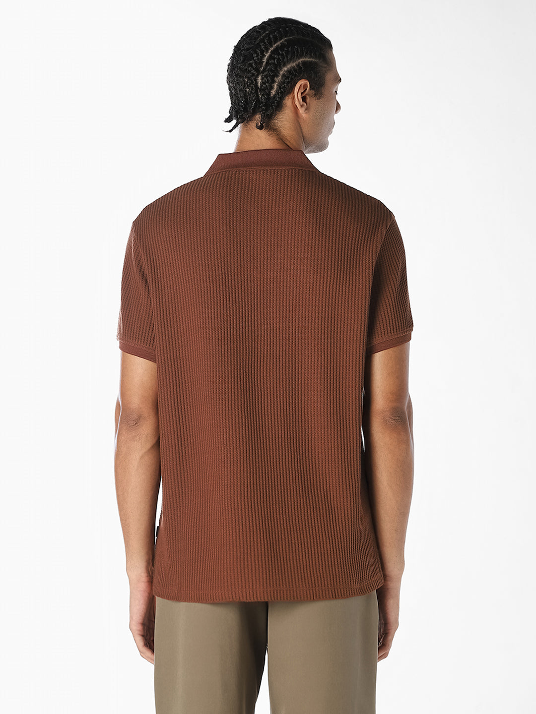 Dark Brown Knitted Polo