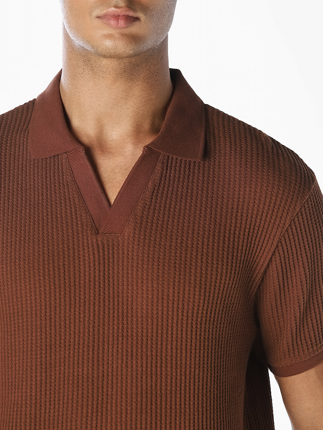 Dark Brown Knitted Polo