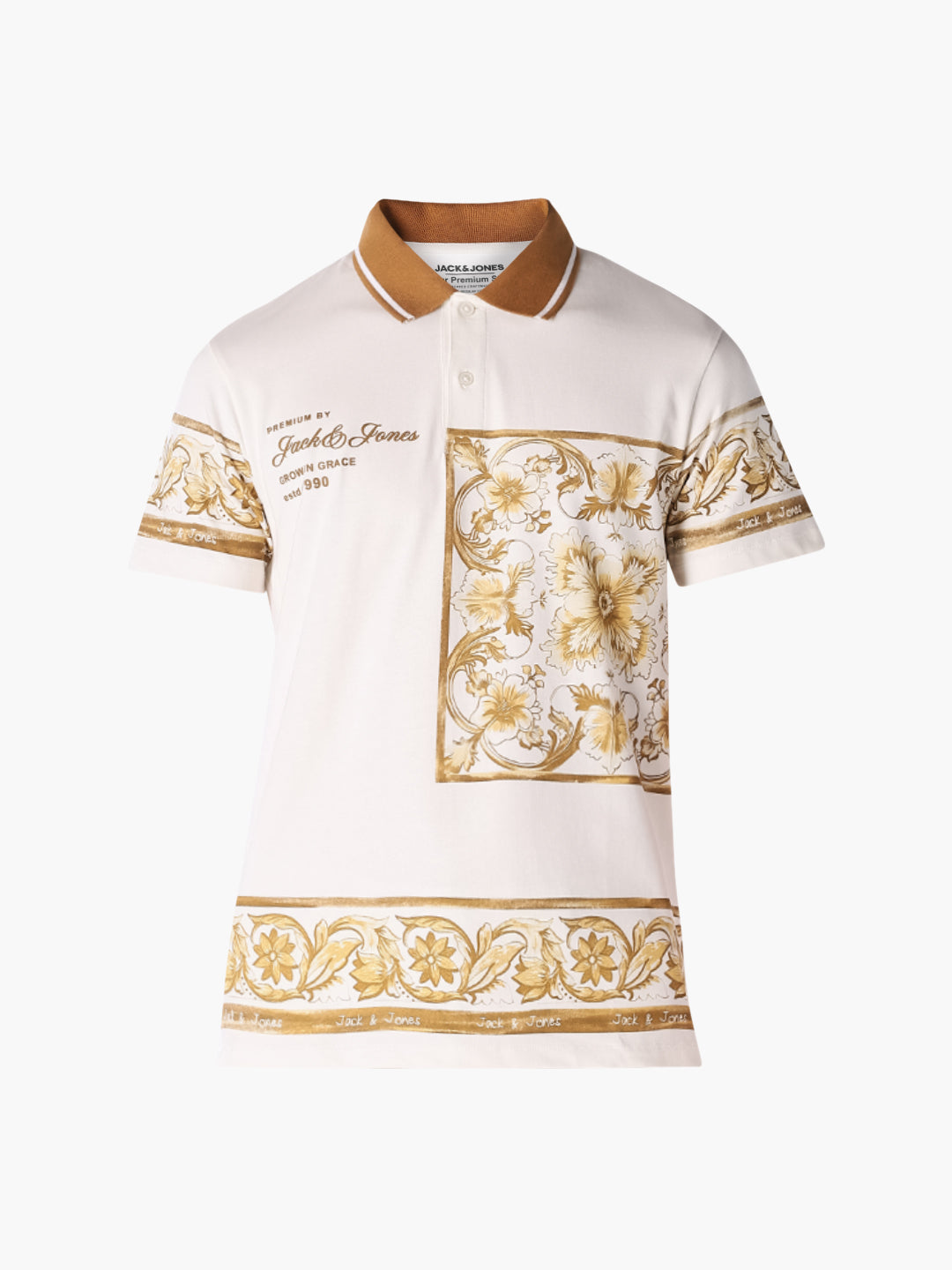 White Printed Cotton Polo
