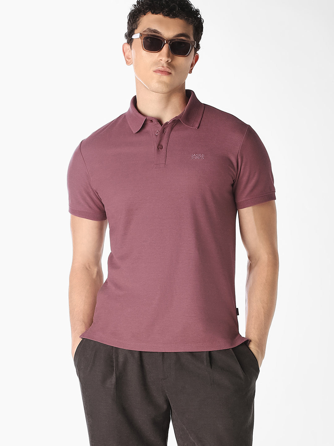 Mauve Jacquard Cotton Polo - S