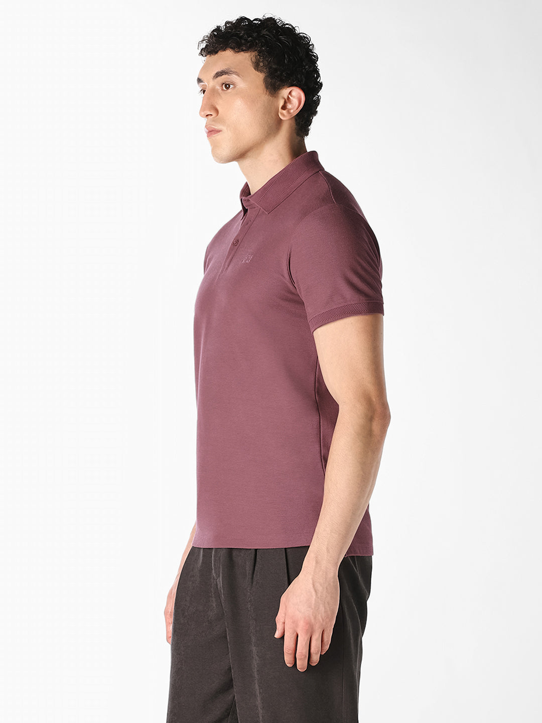 Mauve Jacquard Cotton Polo