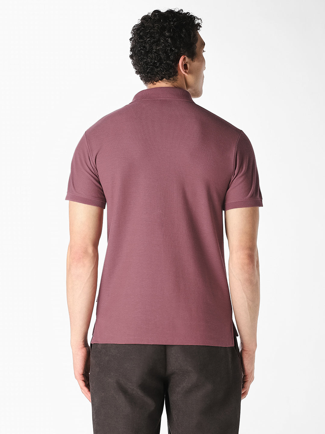 Mauve Jacquard Cotton Polo