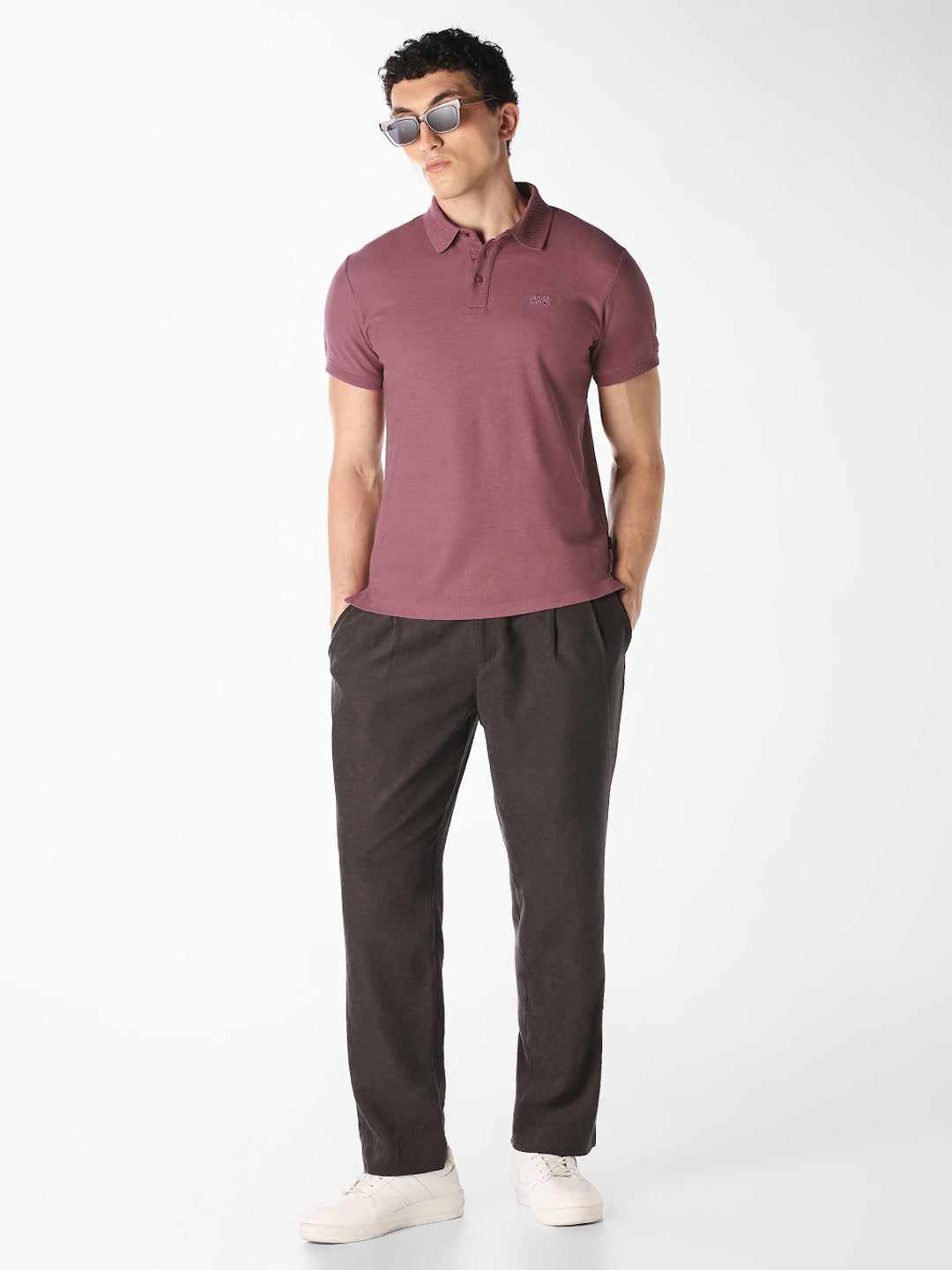 Mauve Jacquard Cotton Polo