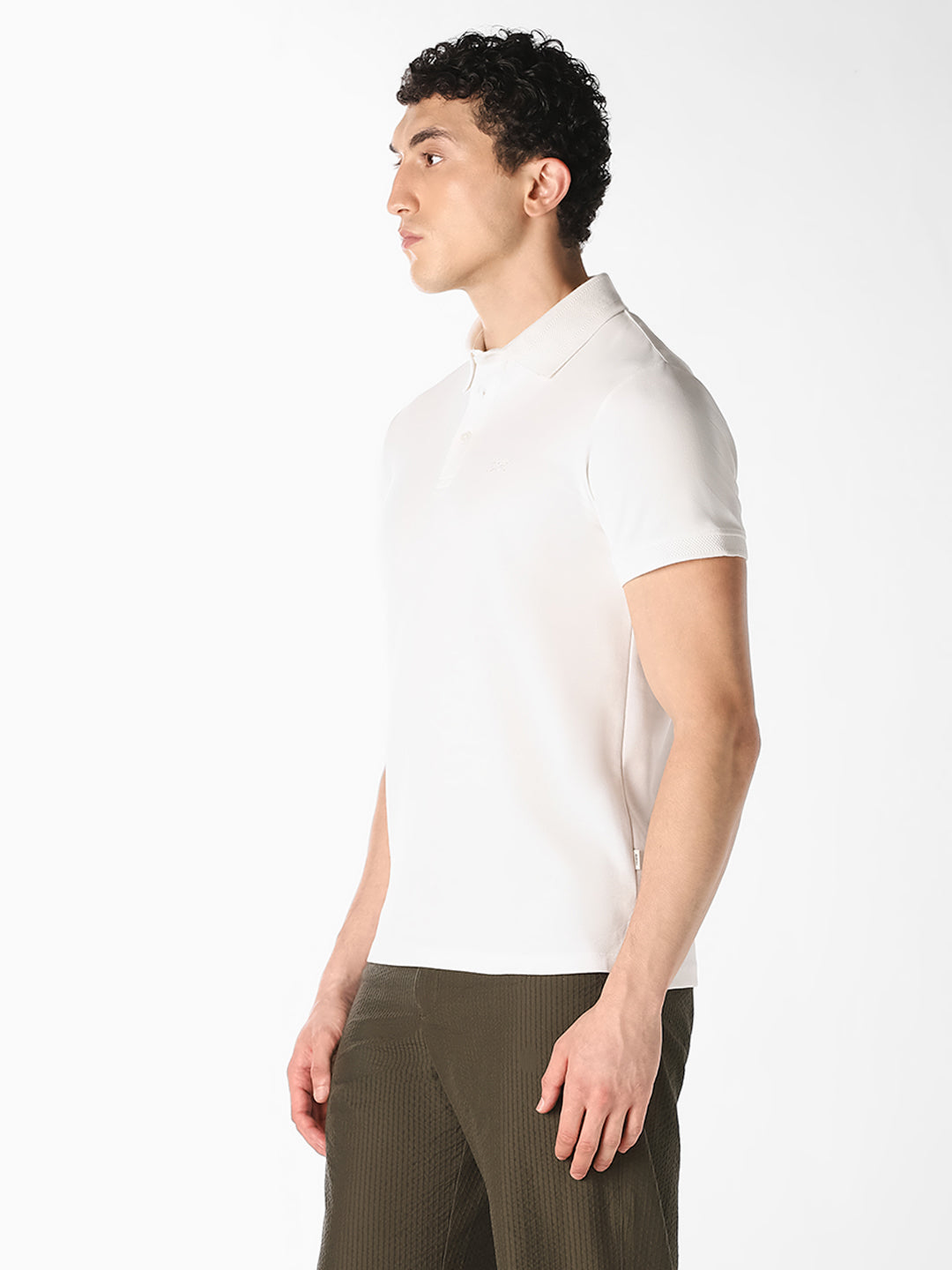 White Jacquard Cotton Polo