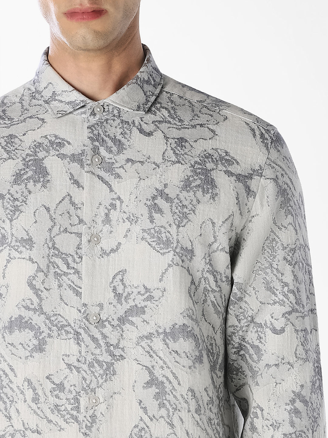 White Printed Dobby Shirt