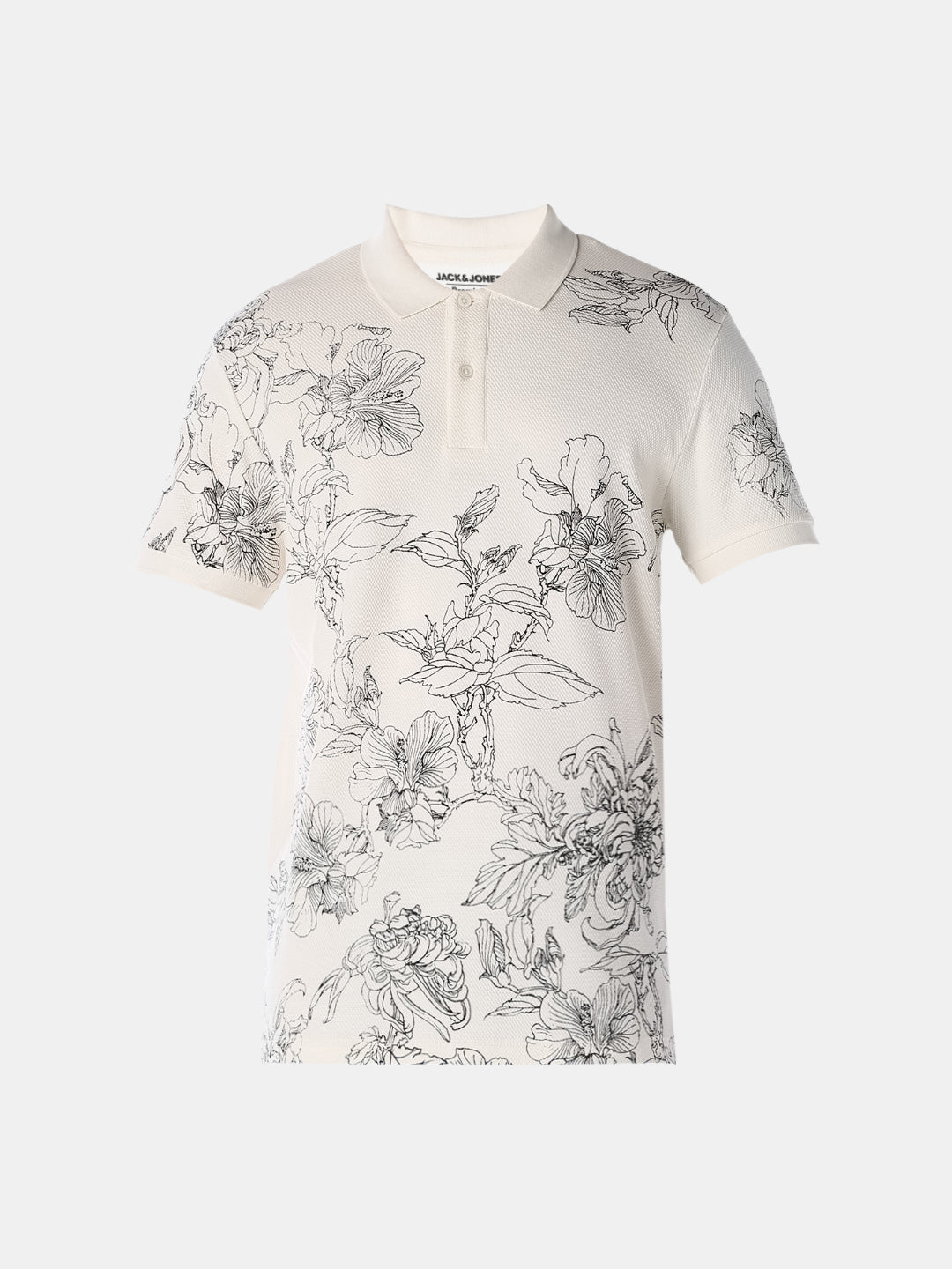 White Printed Cotton Polo