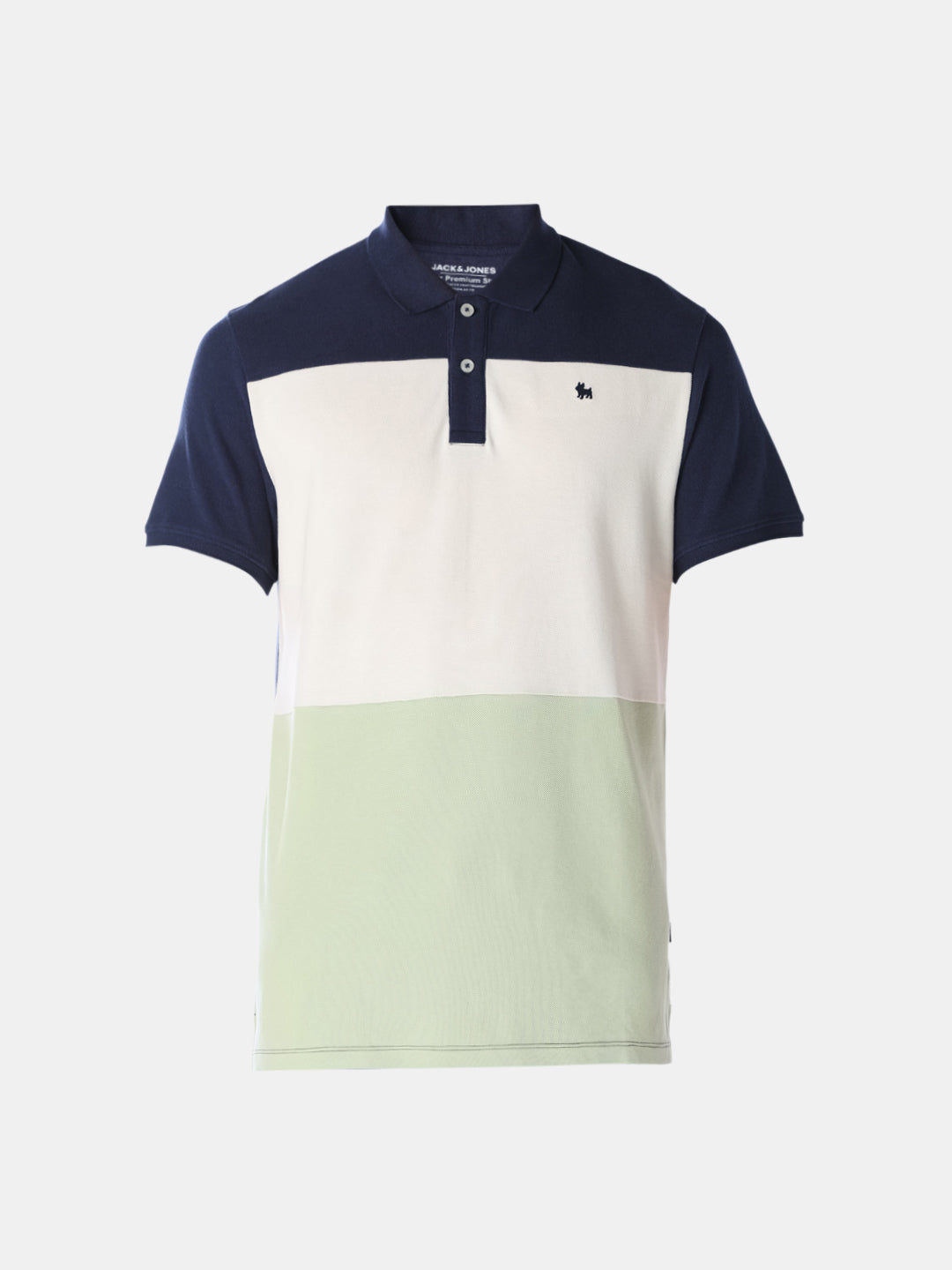 Blue Colourblocked Regular Fit Polo