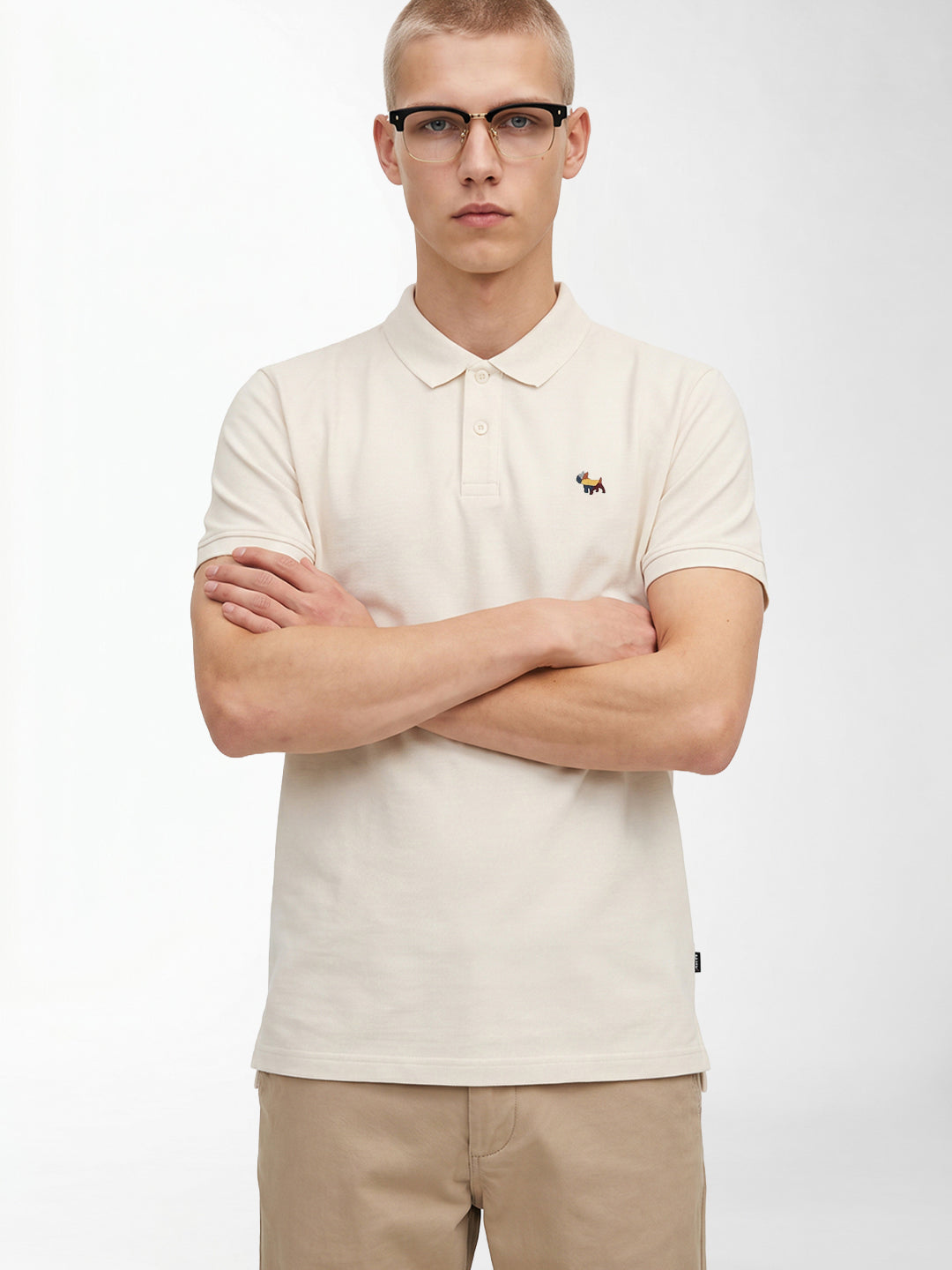 White Embroidered Polo