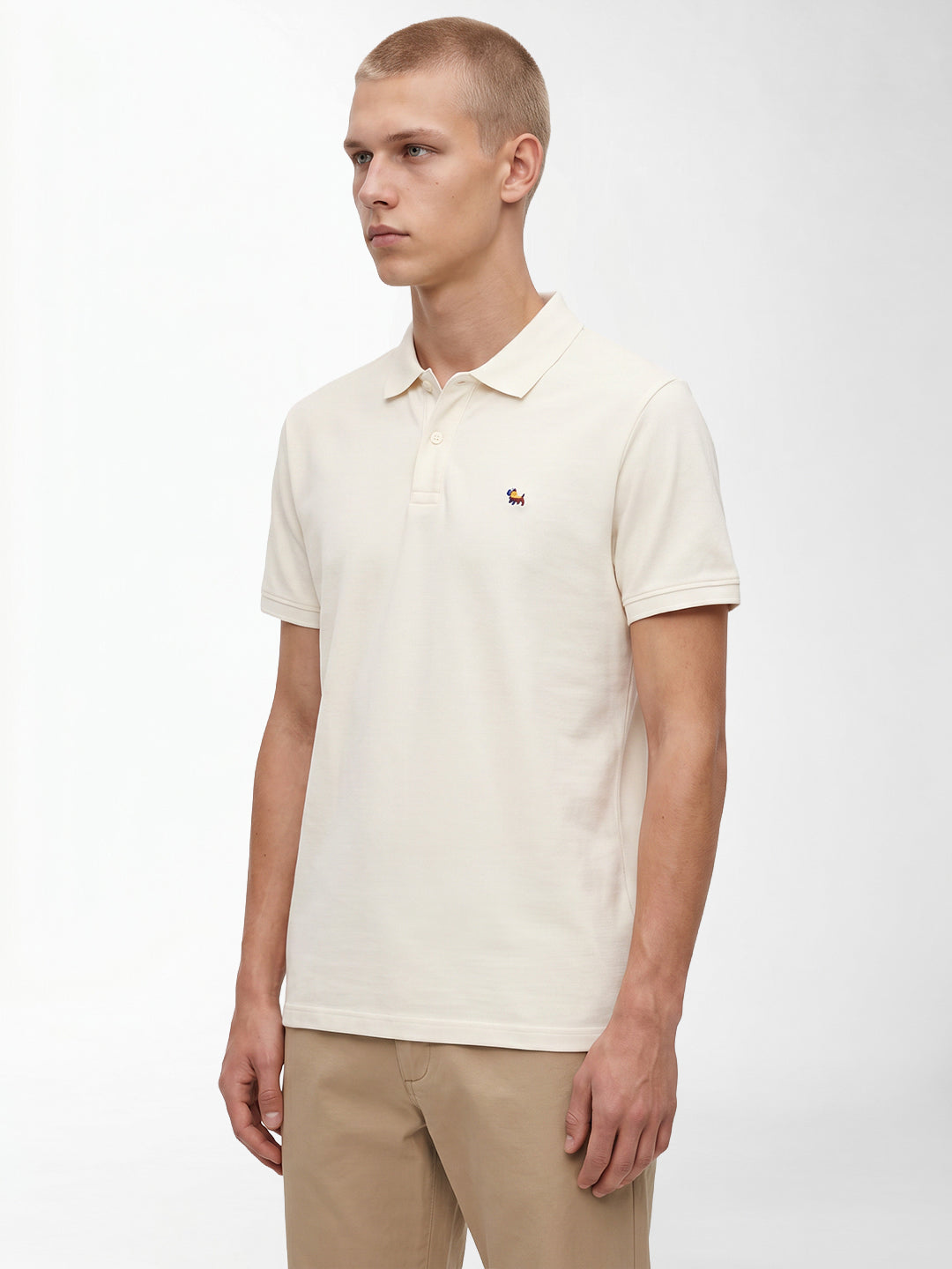 White Embroidered Polo
