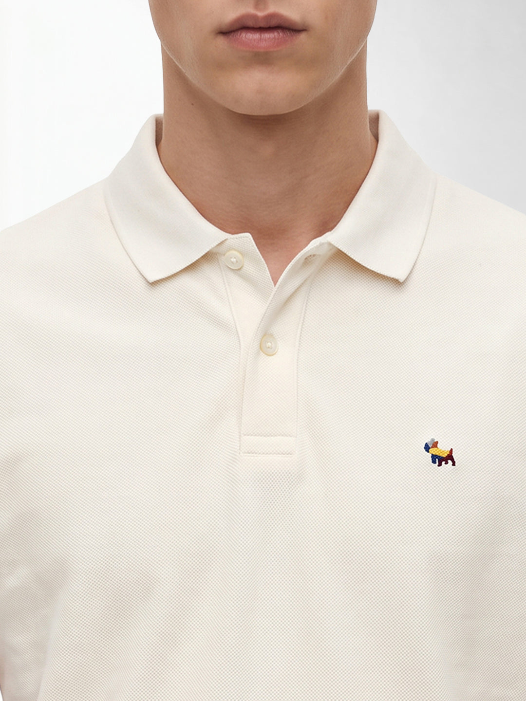 White Embroidered Polo