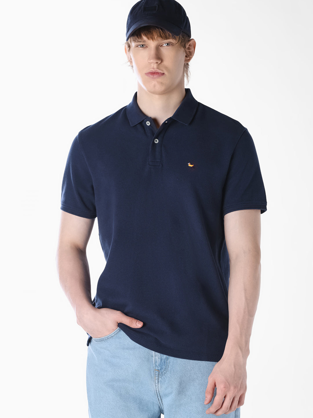 Blue Embroidered Polo