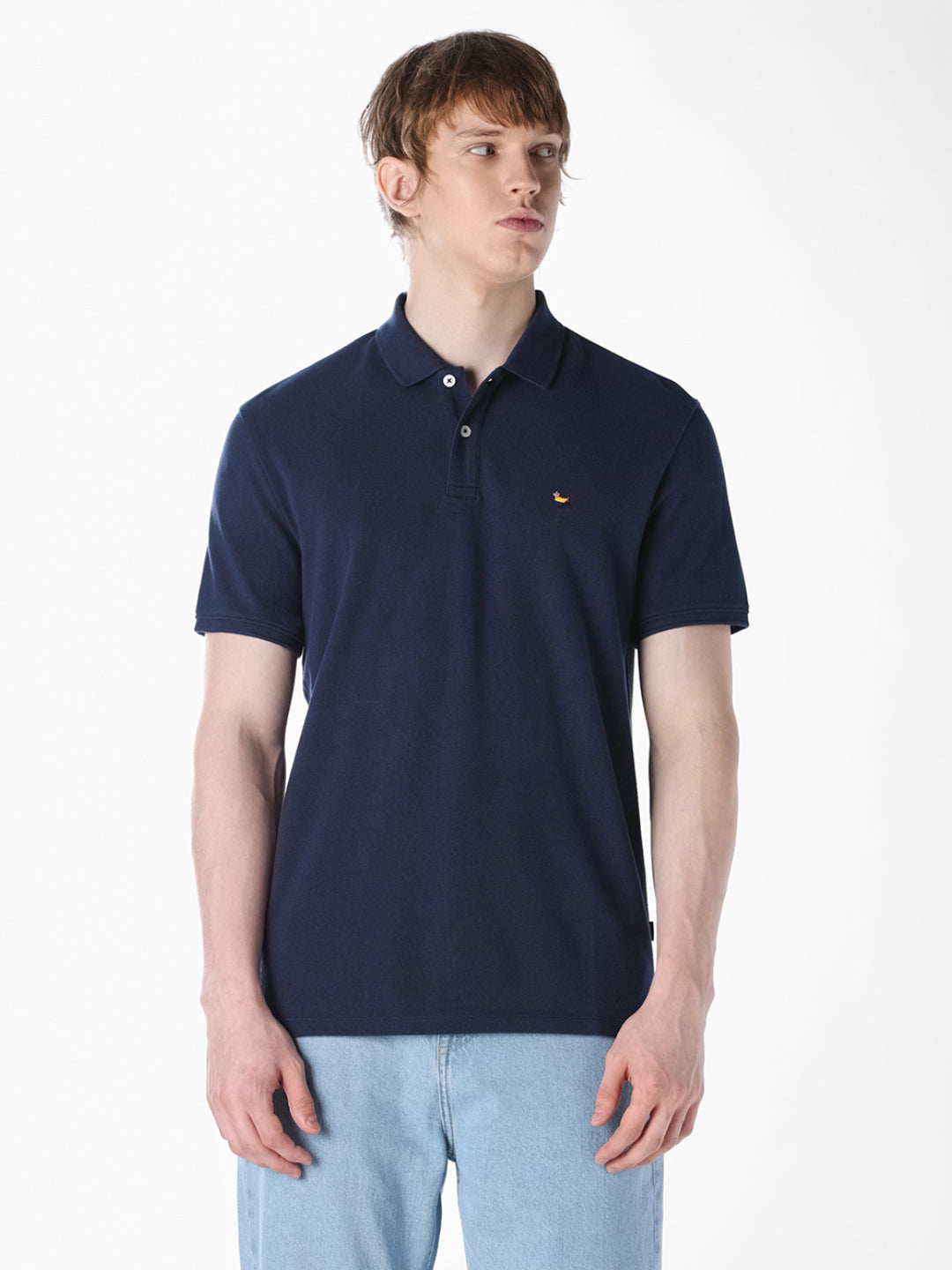 Blue Embroidered Polo